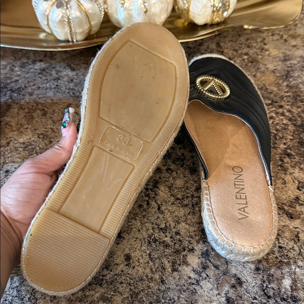 Valentino Black Quilted Espadrille Mules - Picture 7 of 7